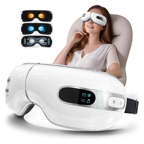 Eye Massager with Heat and Cooling Relax Eye Strain Dry Eyes, Music Heated Eye Massager Reduce Dark Circles