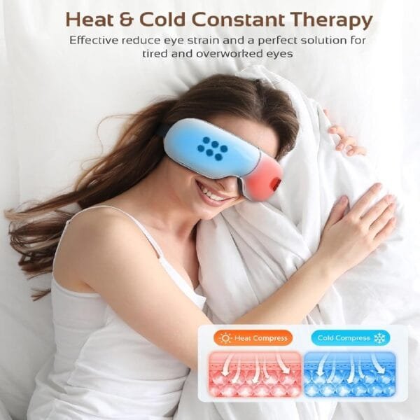 Eye Massager with Heat and Cooling Relax Eye Strain Dry Eyes, Music Heated Eye Massager Reduce Dark Circles - Image 2