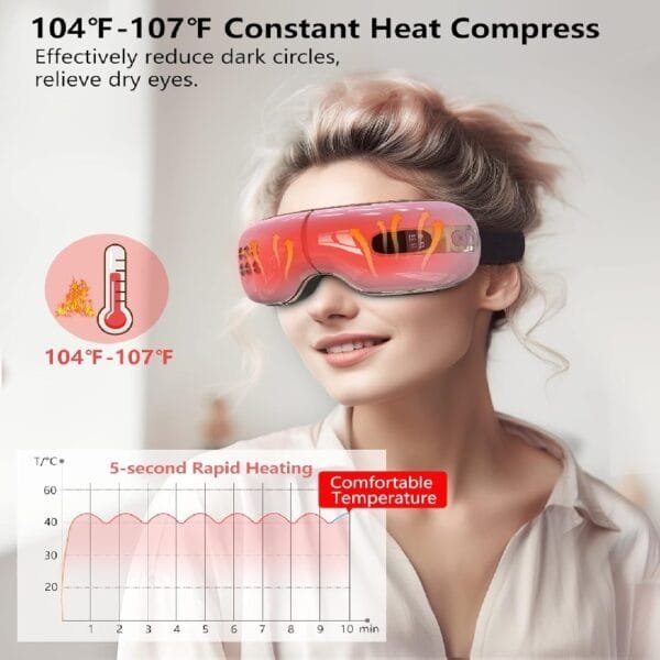 Eye Massager with Heat and Cooling Relax Eye Strain Dry Eyes, Music Heated Eye Massager Reduce Dark Circles - Image 4