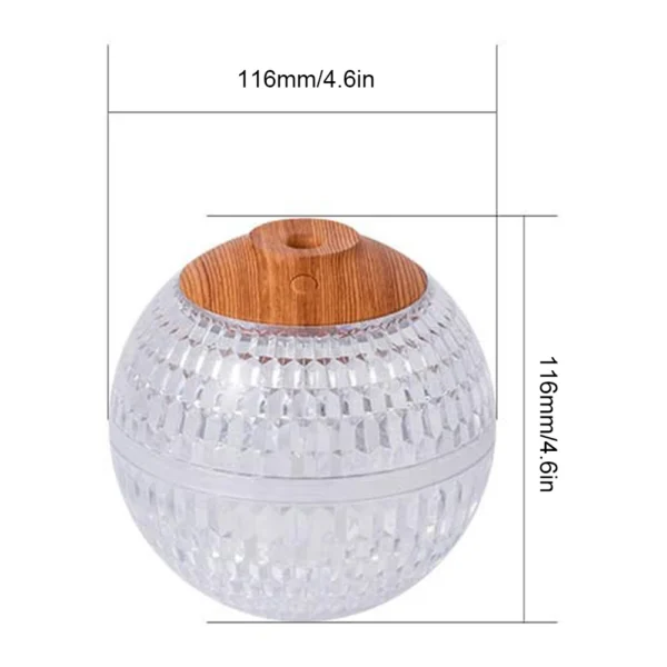 Crystal Ball Aromatherapy Diffuser 350ml Water Tank with Colorful Night Light Essential Oil Diffuser 2.2W 450mA Lasts Up To 6H - Image 4