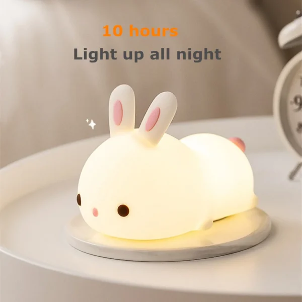 Touch Sensor RGB LED Rabbit Night Light 16 Colors USB Rechargeable Silicone Bunny Lamp for Children Baby Toy Festival Gift - Image 3