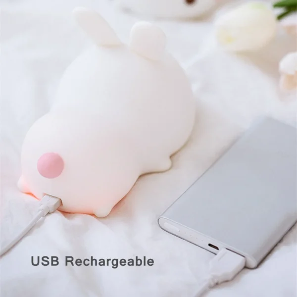 Touch Sensor RGB LED Rabbit Night Light 16 Colors USB Rechargeable Silicone Bunny Lamp for Children Baby Toy Festival Gift - Image 6