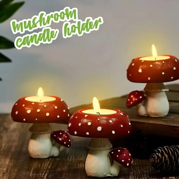 1PCS Mushroom Candle Holder Artistic Candle Holder Christmas Gift Mushroom Candle Holder Scented Resin Candlestick Home Decor