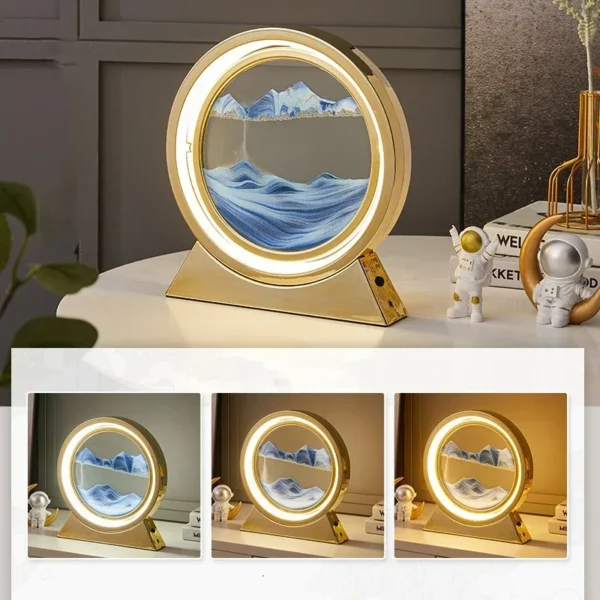 Moving Sand Art Picture Table Lamp Quicksand Night Light 3D Sandscape Hourglass Room Lamps Flowing Sand Painting Home Decor Gift - Image 3