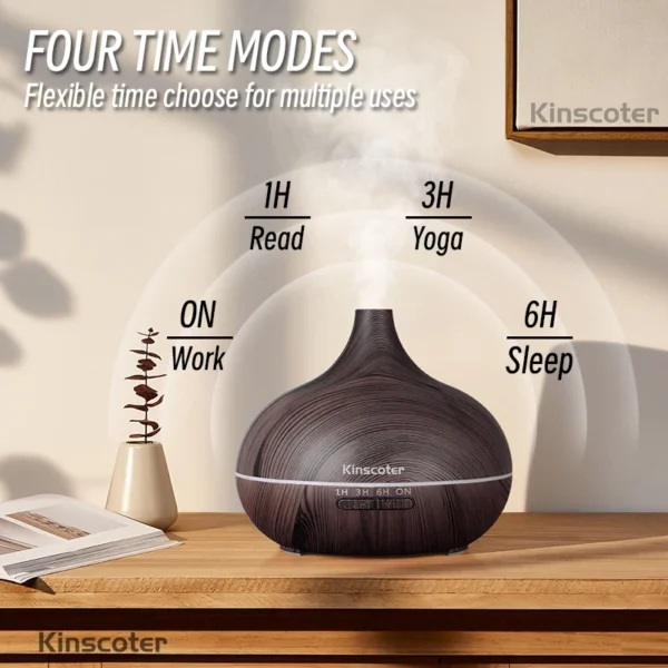 High Quality 500ml Aromatherapy Essential Oil Diffuser Wood Grain Remote Control Ultrasonic Air Humidifier with 7 Colors Light - Image 3