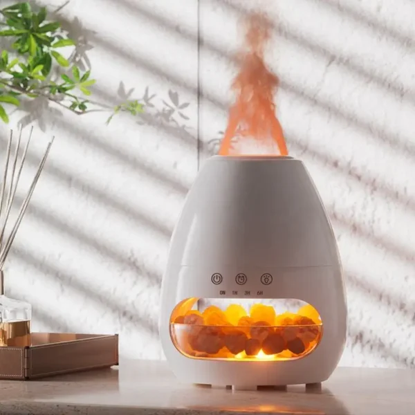 New Fashion 3D Fire Flame Cool Misting Humidifier Ultrasonic Salt Stone Essential Oil Volcanic Aroma Diffuser - Image 3