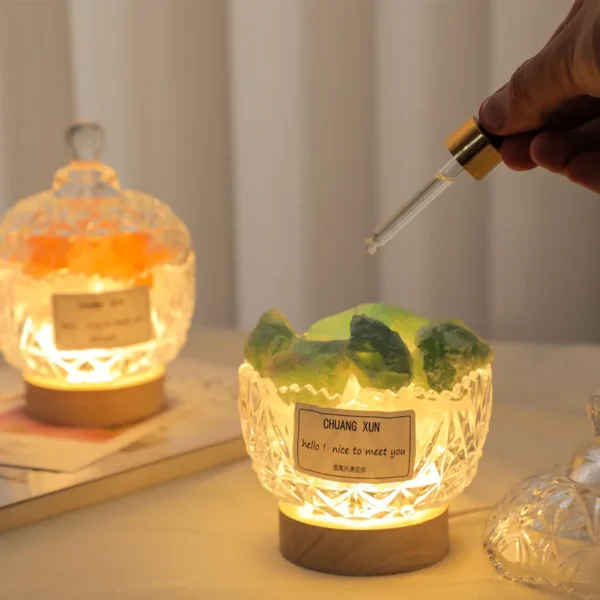 Fire Aromatherapy Stone Expanded Fragrance Stone Cup with Hand Gift Desktop Night Light Gift Decoration Natural Orange Salt