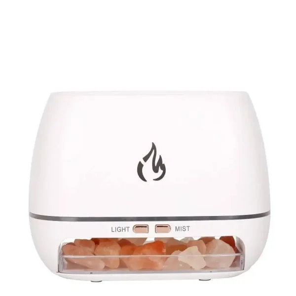 Wood Grain Himalayan Crystal Salt Stone Aroma Humidifiers 3D Flame Fire Aromatherapy Essential Oil Diffuser With Night Light - Image 4