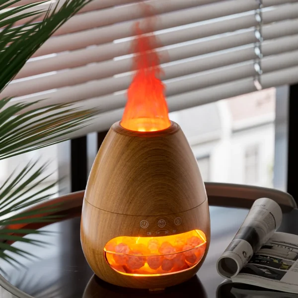 New Fashion 3D Fire Flame Cool Misting Humidifier Ultrasonic Salt Stone Essential Oil Volcanic Aroma Diffuser - Image 4