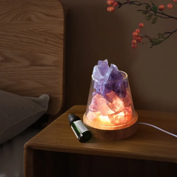 C2 Natural Himalayan Salt Table Lamp Night Light Natural Raw Stones Crystal Essential Oil Diffuser light Gift Decor Novelty lamp - Image 2