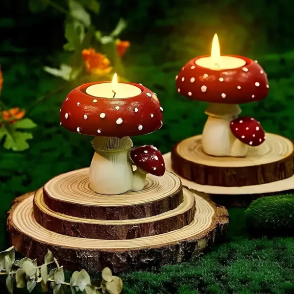 1PCS Mushroom Candle Holder Artistic Candle Holder Christmas Gift Mushroom Candle Holder Scented Resin Candlestick Home Decor - Image 5