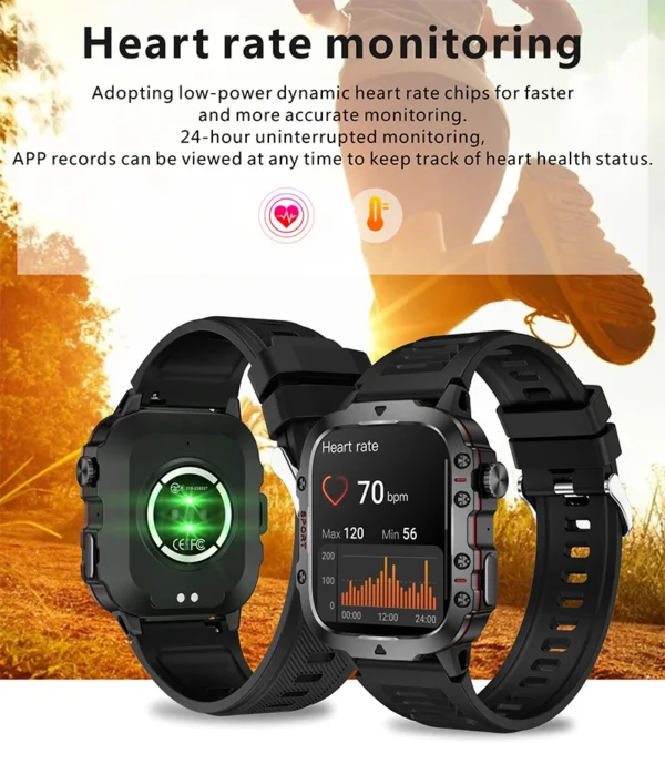 2024 New For Xiaomi Military Smart Watch Men IP68 5ATM Outdoor Sports Fitness Tracker Health Monitor 1.96" BT Call Smartwatch - Image 6