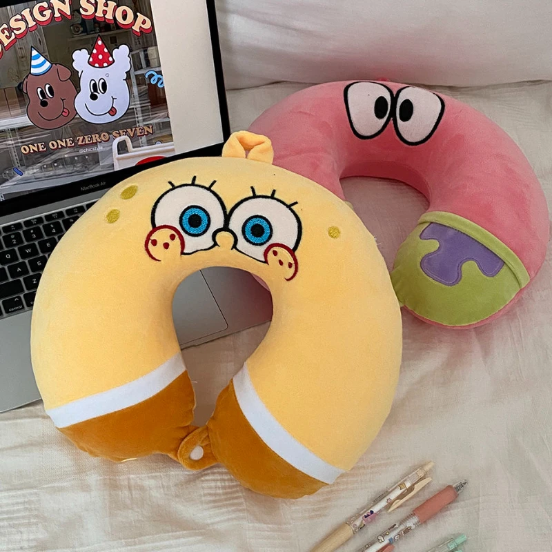 SpongeBob Patrick Star Cosplay Neck Pillows Kawaii Cartoon Memory Foam U-Shaped Pillow Soft Comfortable Airplane Travel Pillow