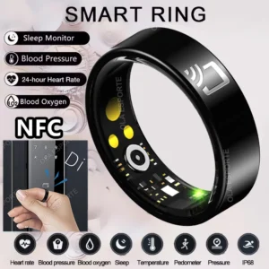 Smart Ring NFC Ring Health Fitness Tracker Ceramic Health Ring 2025 Sleep Tracking Heart Rate Blood Pressure with Charging Case