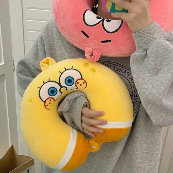 SpongeBob Patrick Star Cosplay Neck Pillows Kawaii Cartoon Memory Foam U-Shaped Pillow Soft Comfortable Airplane Travel Pillow