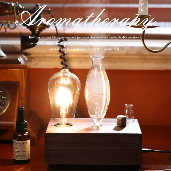 Aroma Diffuser Vintage Tungsten Filament Lamp Aromatherapy Machine Humidifier Lighting Sandalwood Pure Essential Oil Diffuser - Image 3